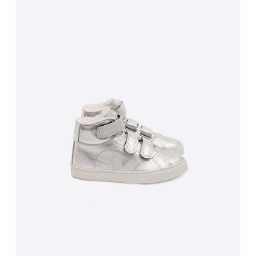 Kids' Veja ESPLAR MID FURED LEATHER High Tops Silver | ZA 690NWY